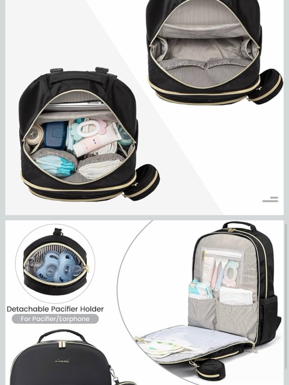 Lovevook Black Quilted Backpack Diaper Bag - 5-Piece Set - Picture 6 of 7
